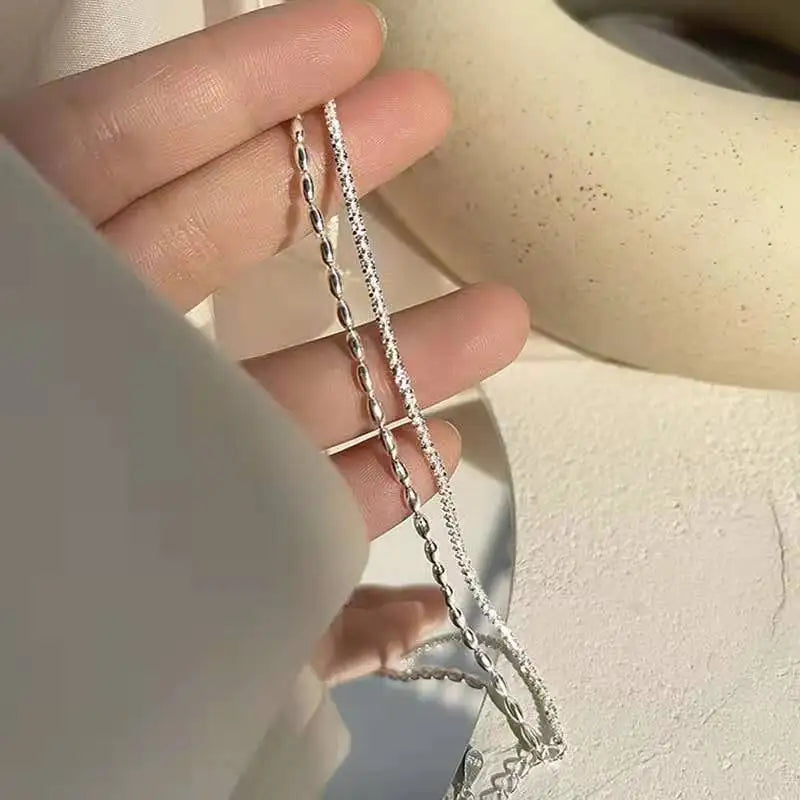 925 Sterling Silver Double Layer Beaded Bracelet