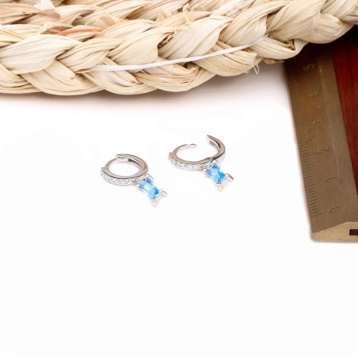 925 Sterling Silver Geometric Zircon Pendant Stud Earrings