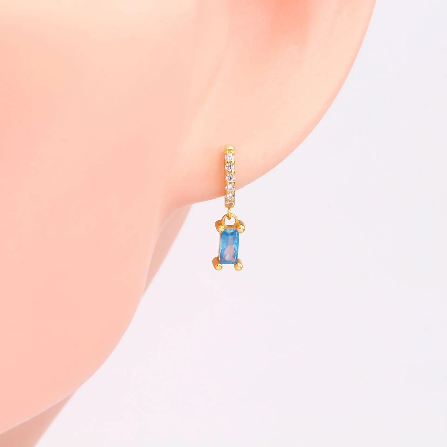 925 Sterling Silver Geometric Zircon Pendant Stud Earrings