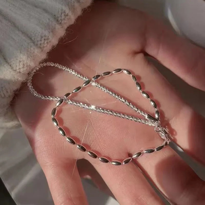 925 Sterling Silver Double Layer Beaded Bracelet
