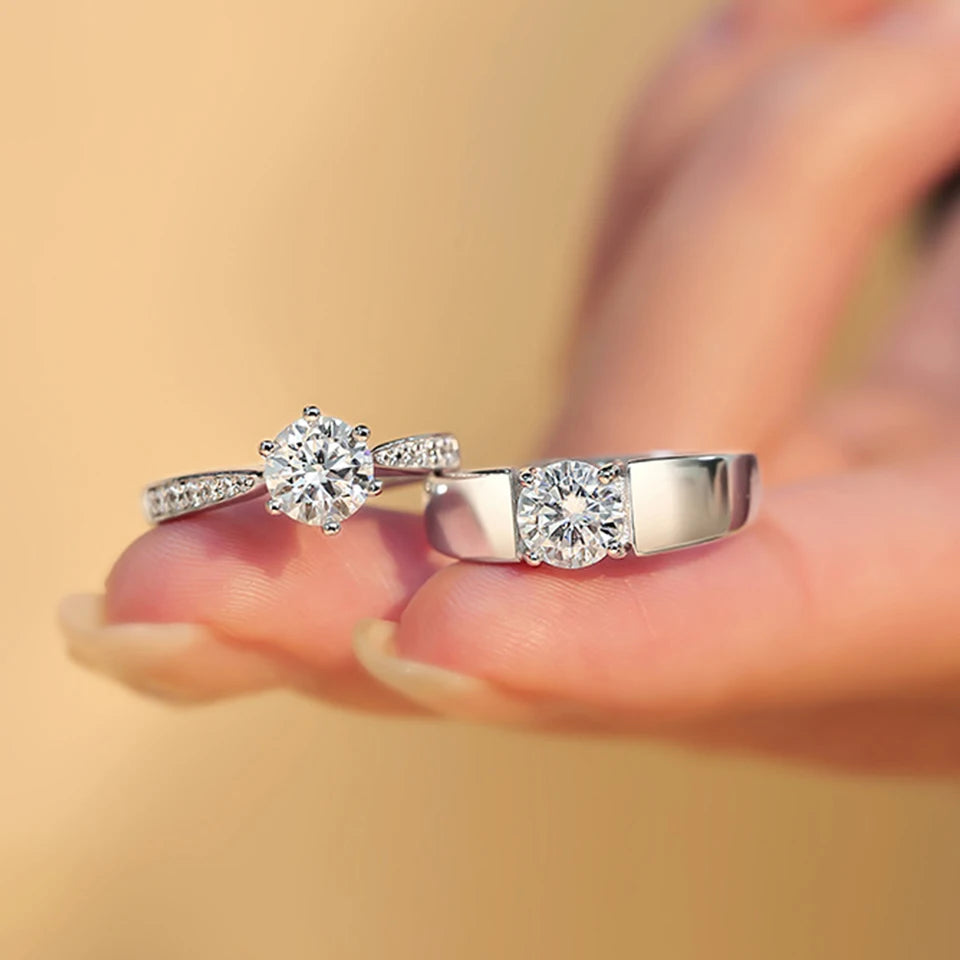 Black & White Geometric Adjustable Couple Rings