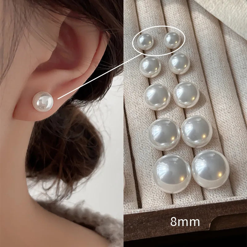 925 Sterling Silver Pearl Stud Earrings