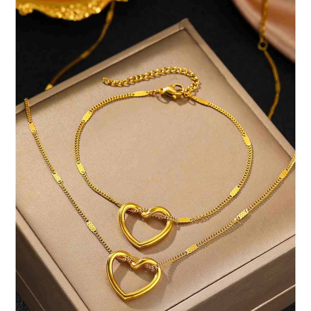 Twisted Heart Stainless Steel Jewelry Set
