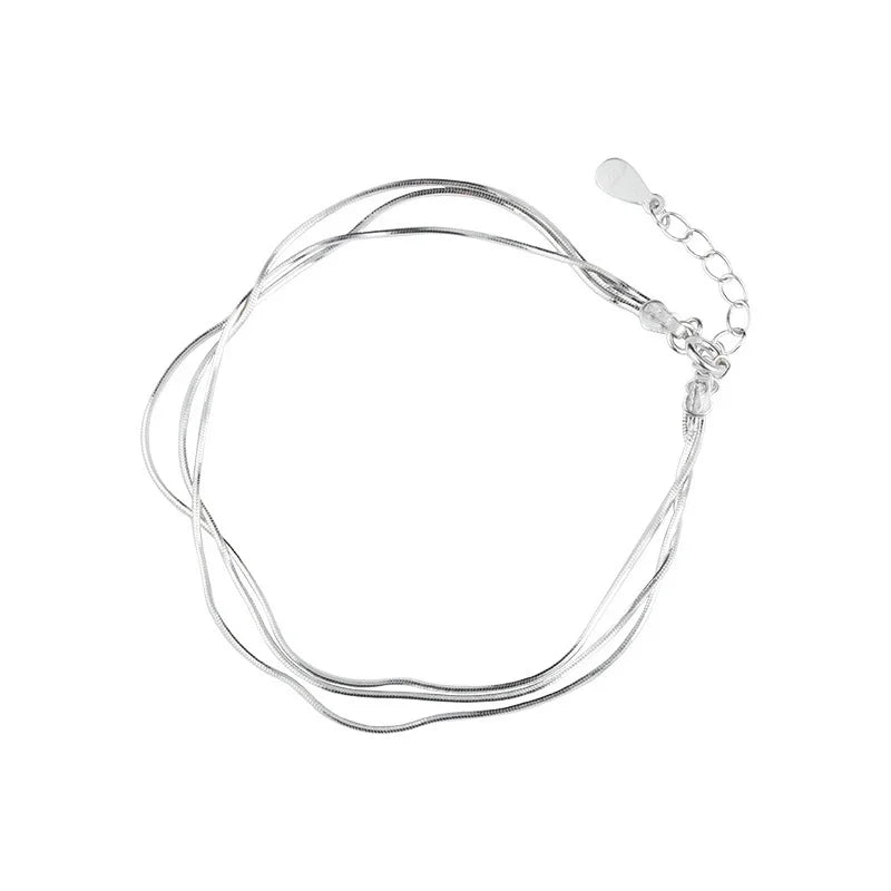 Simple 925 Sterling Silver Layered Bracelet