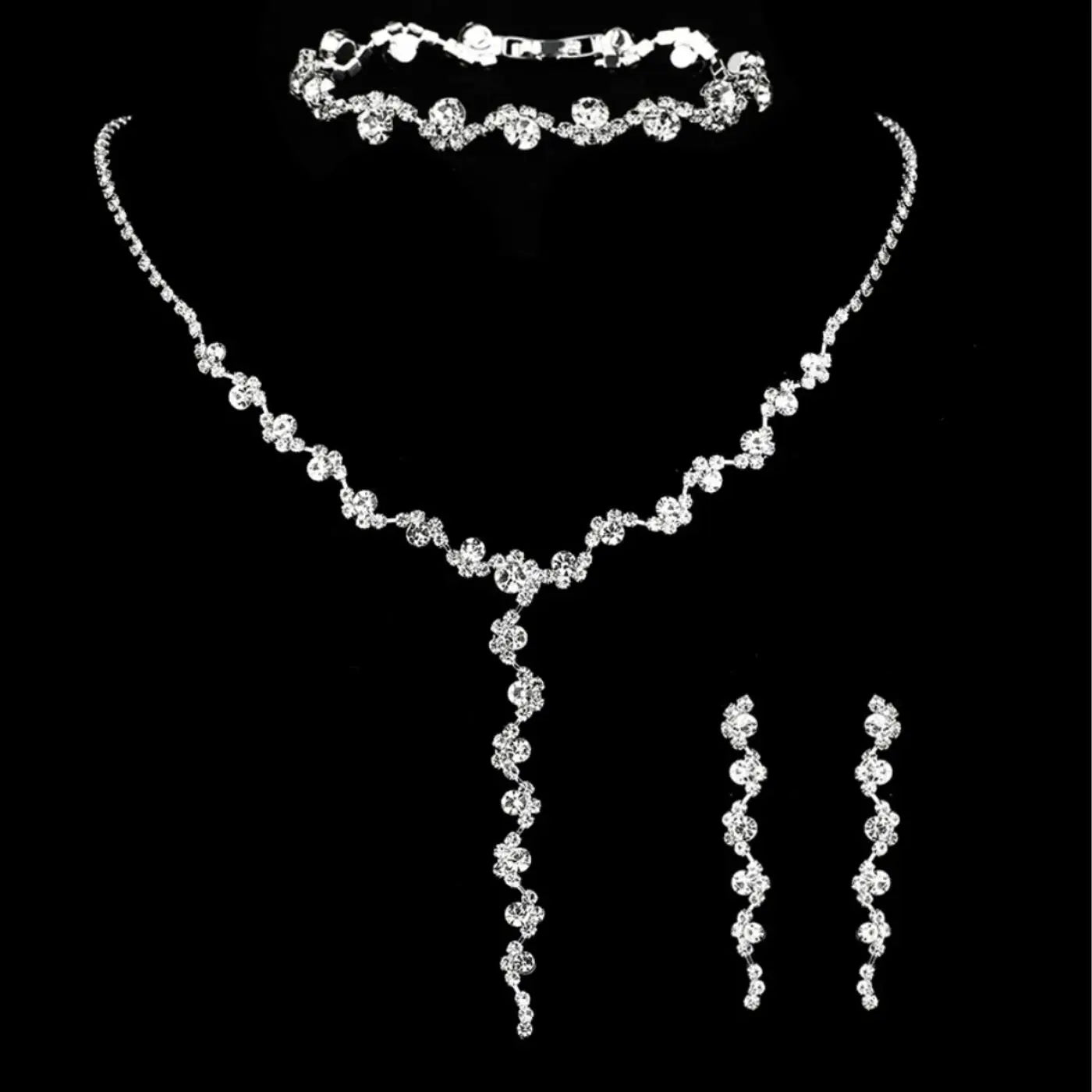 4-Piece Women’s Rhinestone Jewelry Set
