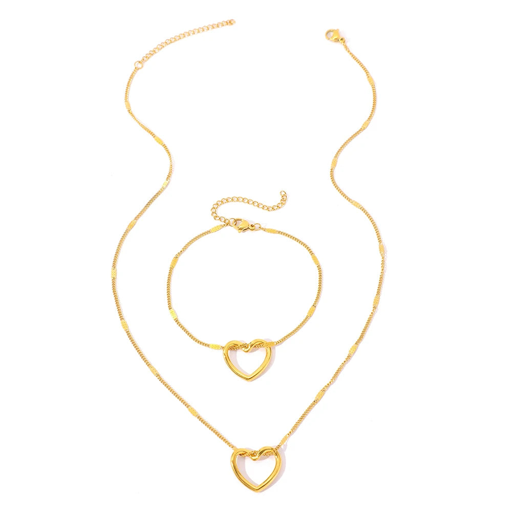 Twisted Heart Stainless Steel Jewelry Set
