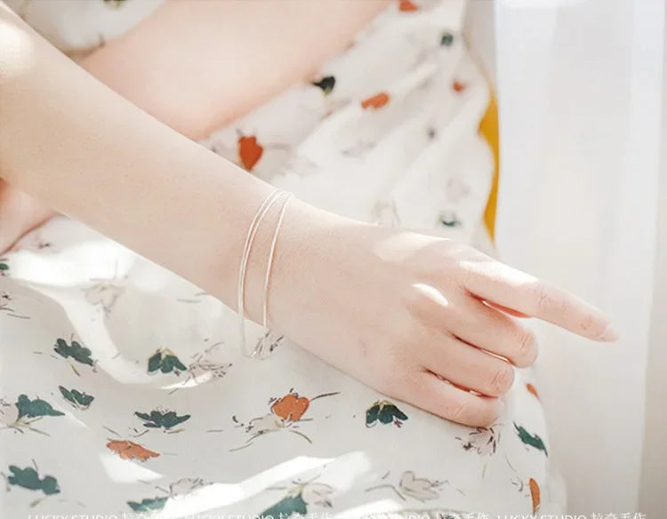 Simple 925 Sterling Silver Layered Bracelet