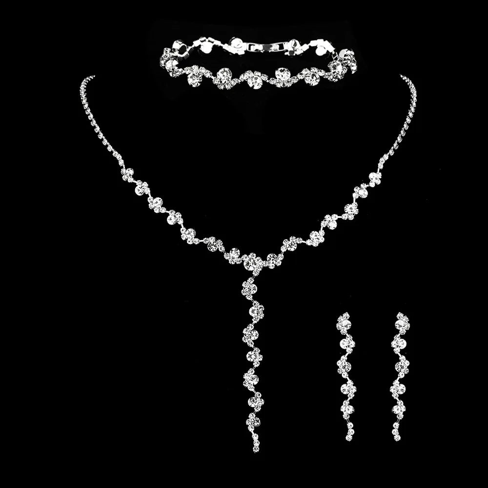 4-Piece Women’s Rhinestone Jewelry Set