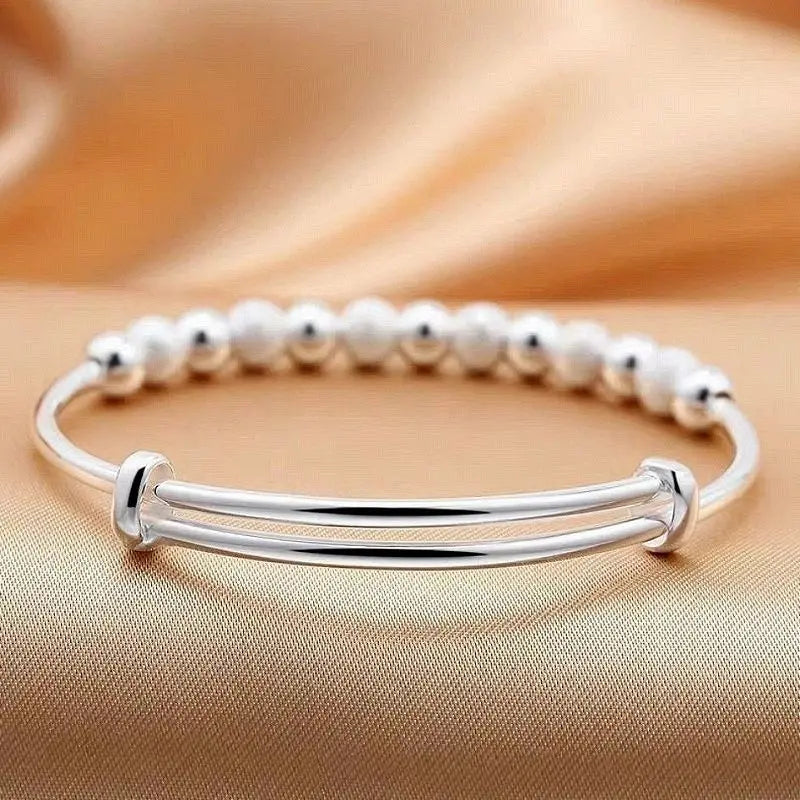 925 Silver-Color Beaded Bracelet