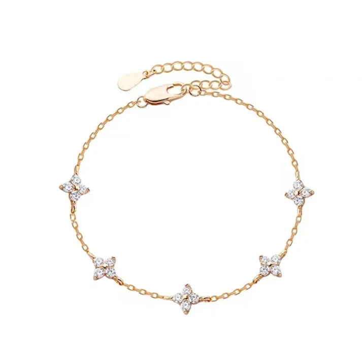 Crystal Four-Leaf Flower Bracelet