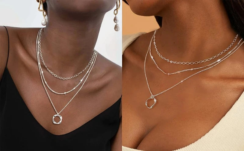 Layered 925 Silver Plated Necklace