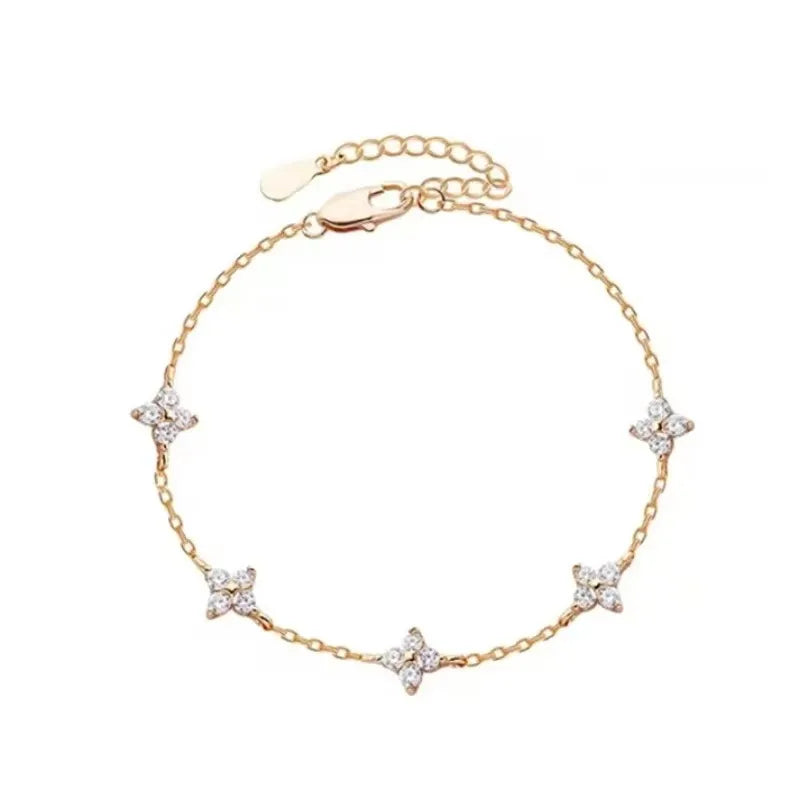 Crystal Four-Leaf Flower Bracelet