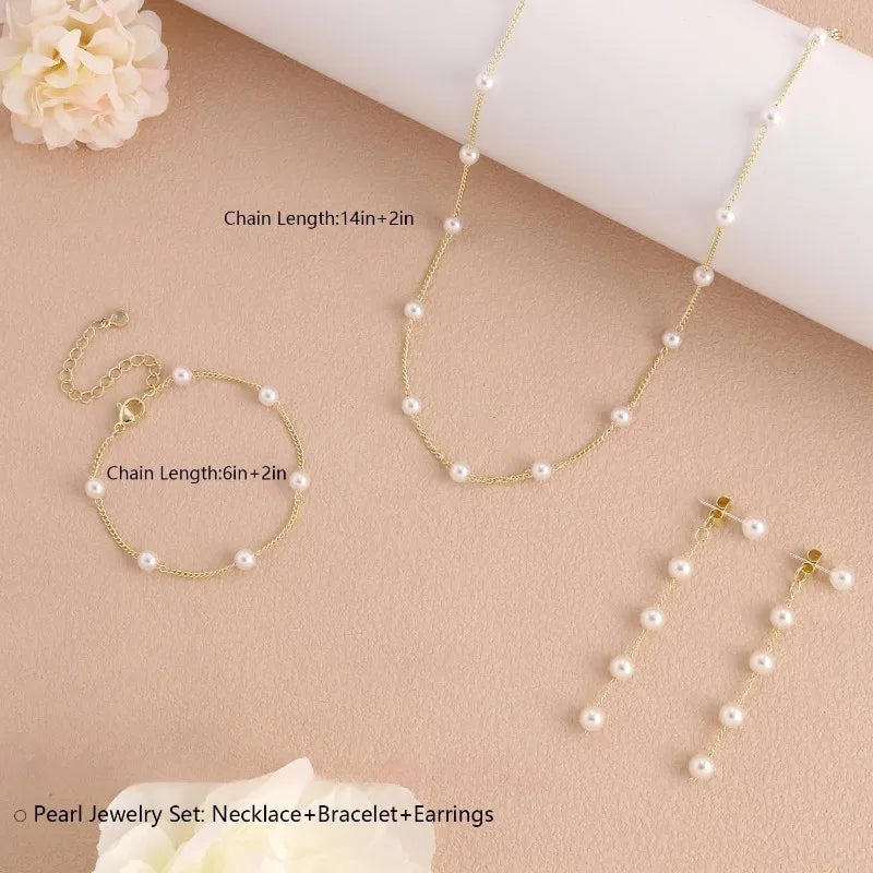 Gold Pearl Jewelry Set