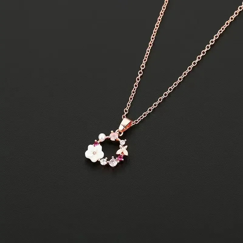 4-Piece Rose Gold Flower Jewelry Set