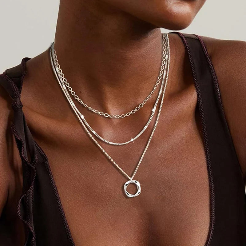 Layered 925 Silver Plated Necklace
