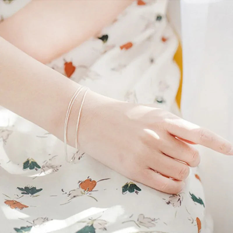 Simple 925 Sterling Silver Layered Bracelet