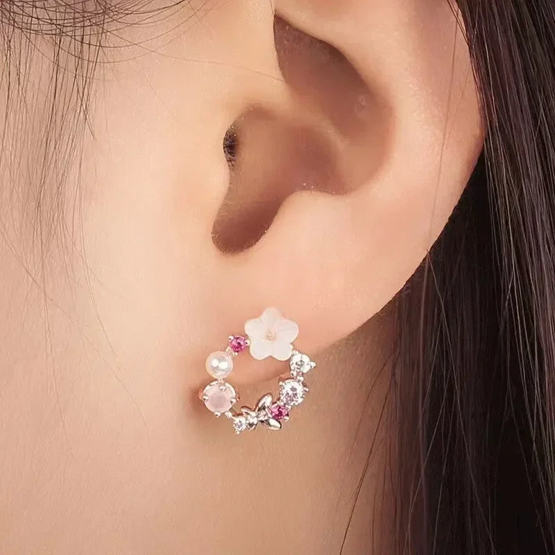 4-Piece Rose Gold Flower Jewelry Set