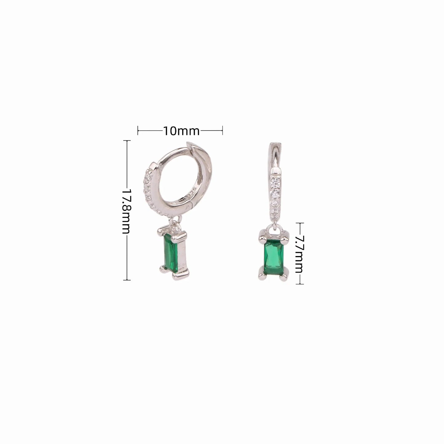 925 Sterling Silver Geometric Zircon Pendant Stud Earrings