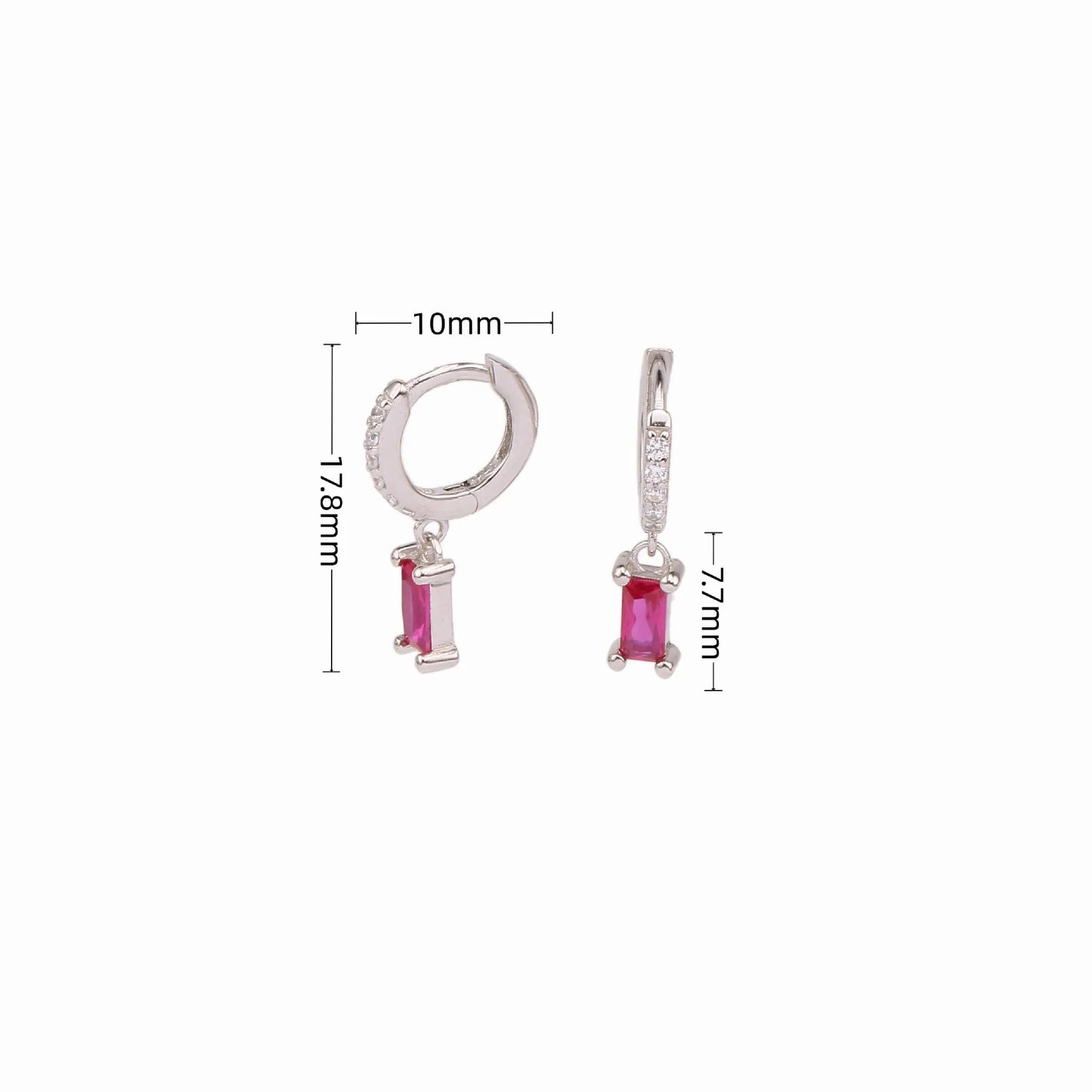 925 Sterling Silver Geometric Zircon Pendant Stud Earrings