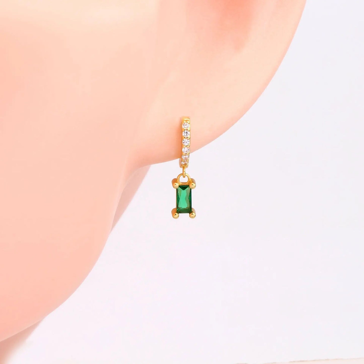925 Sterling Silver Geometric Zircon Pendant Stud Earrings