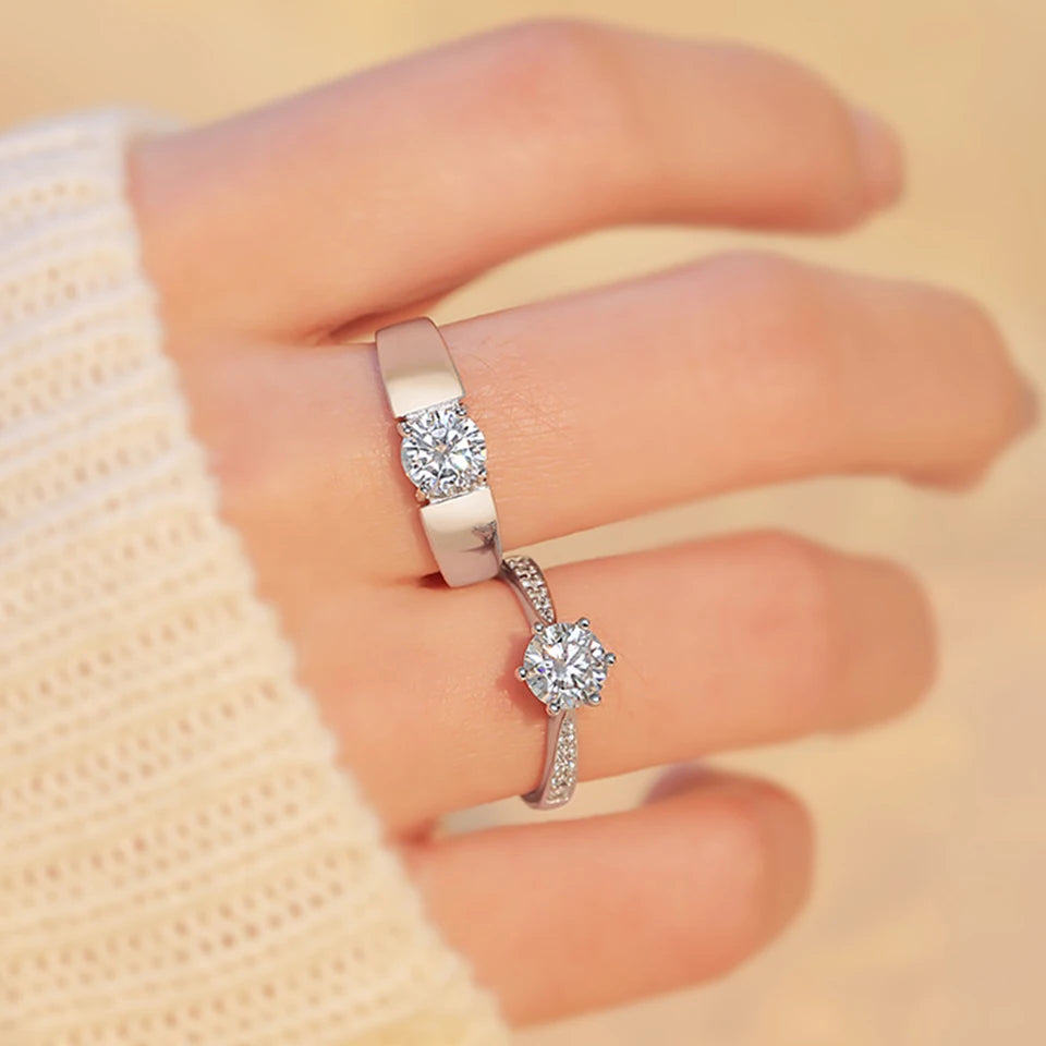 Black & White Geometric Adjustable Couple Rings