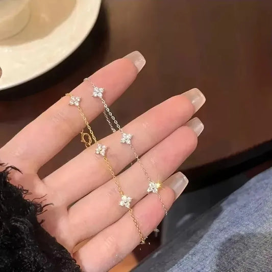 Crystal Four-Leaf Flower Bracelet