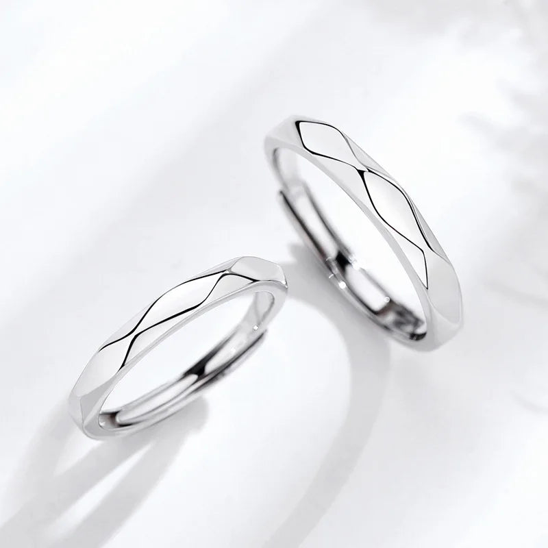 Black & White Geometric Adjustable Couple Rings