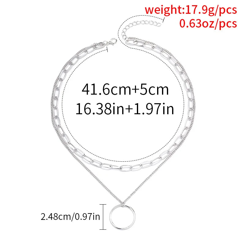 Double Layer Circle Pendant Necklace