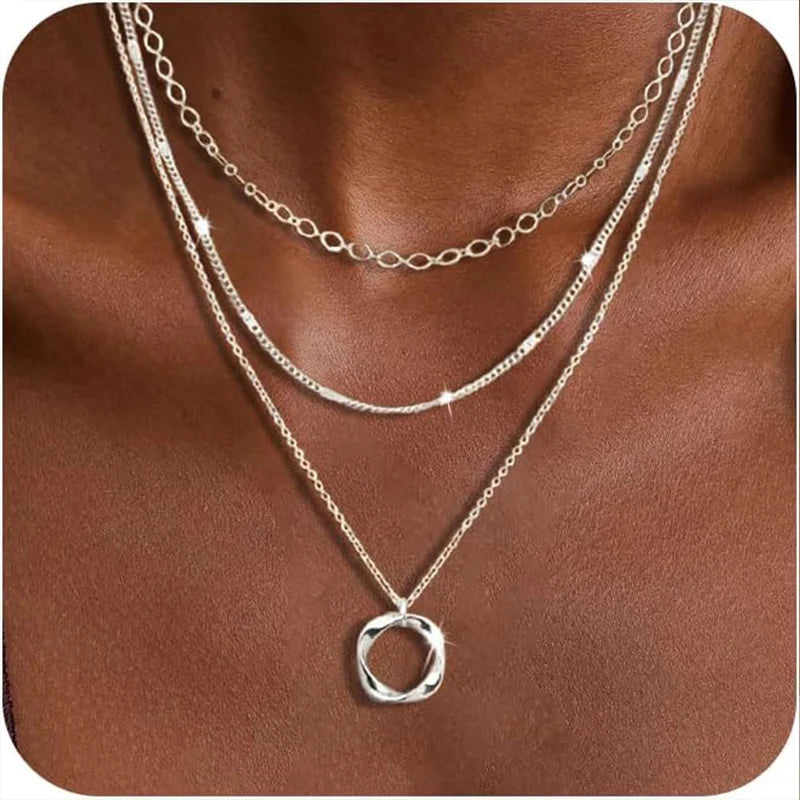 Layered 925 Silver Plated Necklace