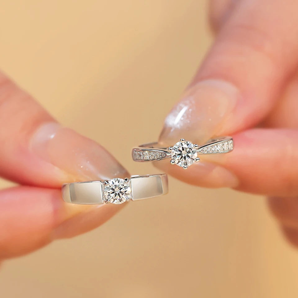 Black & White Geometric Adjustable Couple Rings