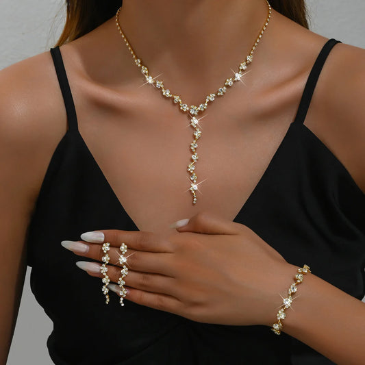 4-Piece Women’s Rhinestone Jewelry Set