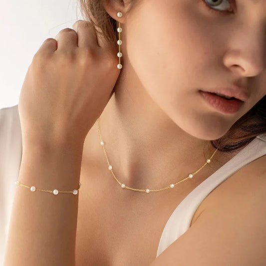 Gold Pearl Jewelry Set