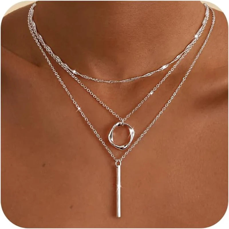 Layered 925 Silver Plated Necklace