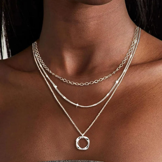 Layered 925 Silver Plated Necklace
