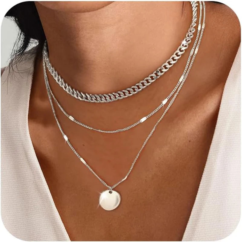 Layered 925 Silver Plated Necklace